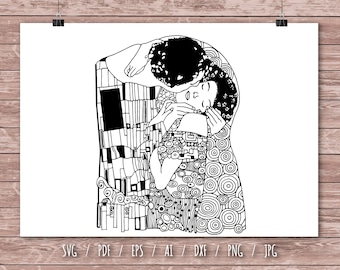 Gustav Klimt Svg the Kiss Svg Painting Svg Famous Painting Svg - Etsy  Australia