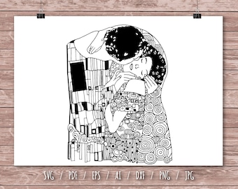 Gustav Klimt Svg The Kiss Svg Painting Svg Famous Painting Svg Art Svg Kissing Couple Svg Klimt Clipart Silhouette Instant Download DA0210