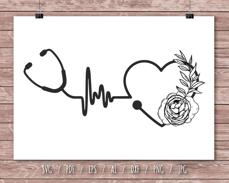 Download Floral Stethoscope Svg Nurse Svg Medical Eps Doctor Svg Cut | Etsy