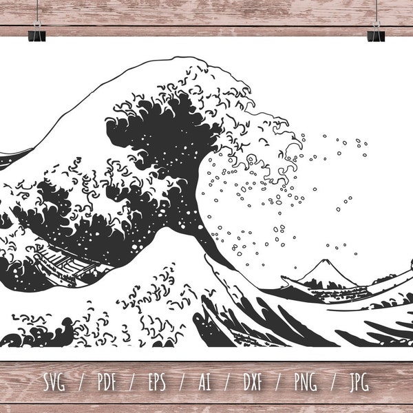 Katsushika Hokusai Svg Cut File The Great Wave Svg Clipart Kanagawa Svg Instant Download File For Cricut Wave Svg Silhoutte File DA0170