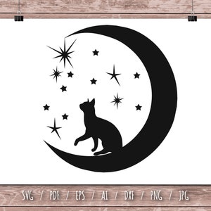 Cat and the Moon Zentangle Svg Mandala Cat and the Moon Svg - Etsy