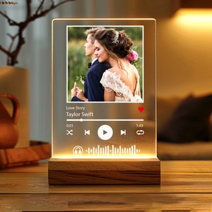Personalized LED Song Plaque With Stand | Custom Music Night Light | Personalized Music Prints Photo Frame | Gift for Him Boyfriend Bestie