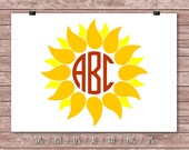 Flower Monogram Frame Yellow Sunflower Cutting Files Cricut Cut Files Floral Frame Svg Sunflower Svg Flower Sunflower Monogram Frame DA0185
