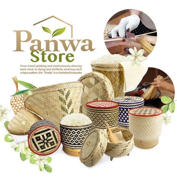 PANWA Sticky Rice Cooking Basket 2 Pc Set Natural Scented