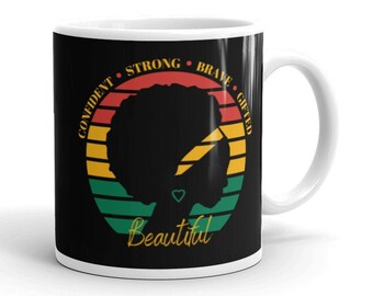 Black Woman Mug | Melanin Queen | Black Pride Mug | African American Female | Black Girl Magic Mug | Afro Queen | Black History Month Gift