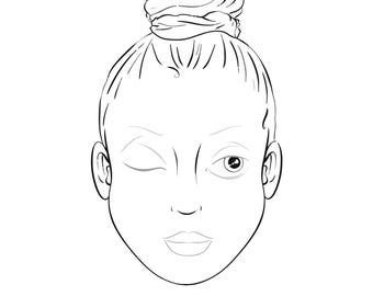 Makeup Facechart Printable with hair