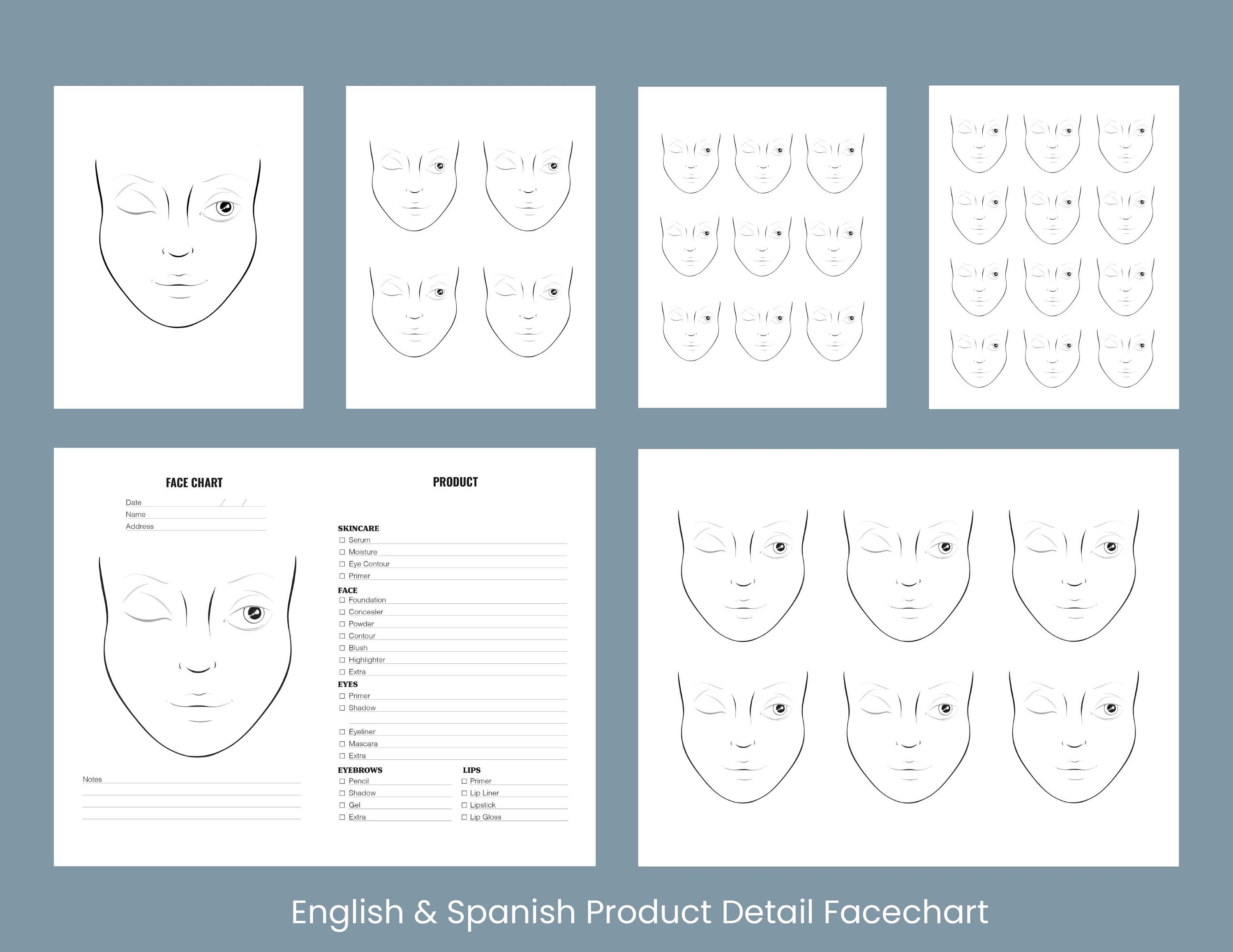 Facechart Pack Printable Makeup Artist - Etsy