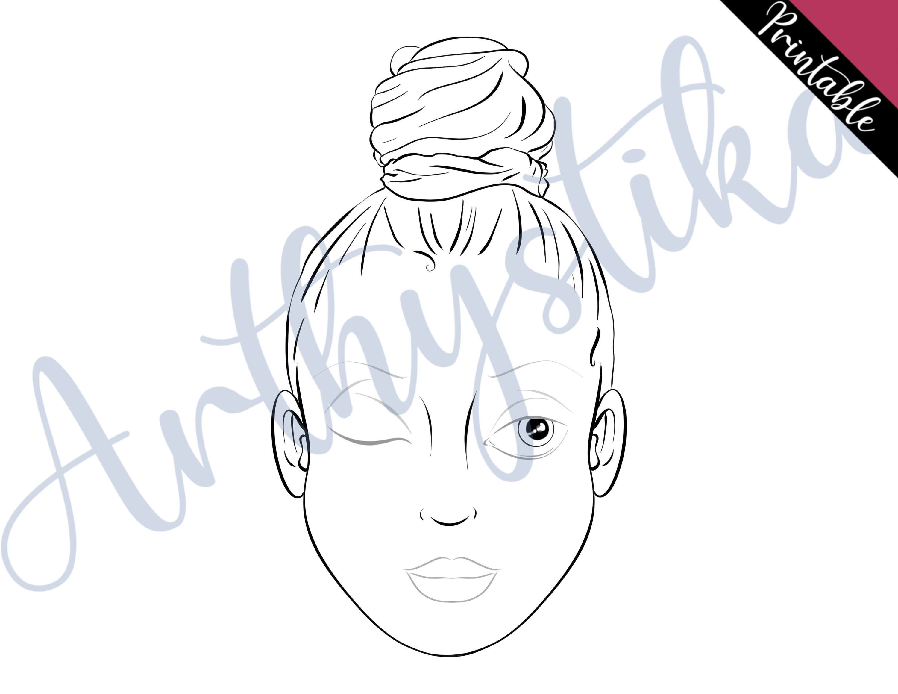 Printable Makeup Face Chart Template With Hair