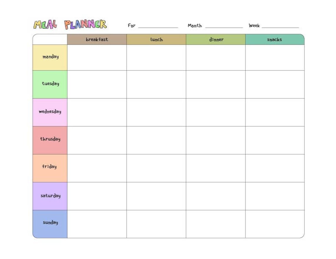 Printable Meal Planner - Etsy