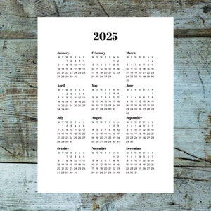 2025 Printable Calendar PDF and PNG