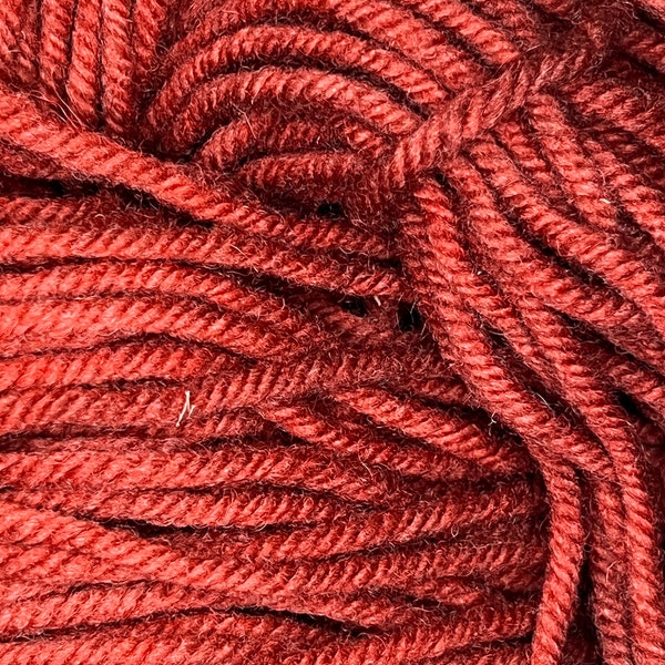 Hand Dyed Organic Wool Yarn   "Brick Red "  ;  Rug Making Yarn,  Primitive Rug Punch, Knitting and/or Crocheting.