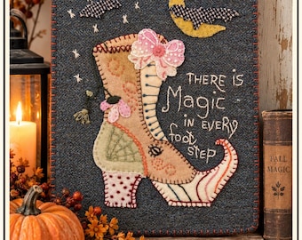 Motif appliqué en laine - Déco d'art folklorique d'Halloween à la ferme (motif numérique)