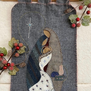 Celebrate Christmas with the Holy Family DIY Nativity Needlework; Wool Applique; Christian Folk Art;| Home Decor; Modern Christian Wall Art,