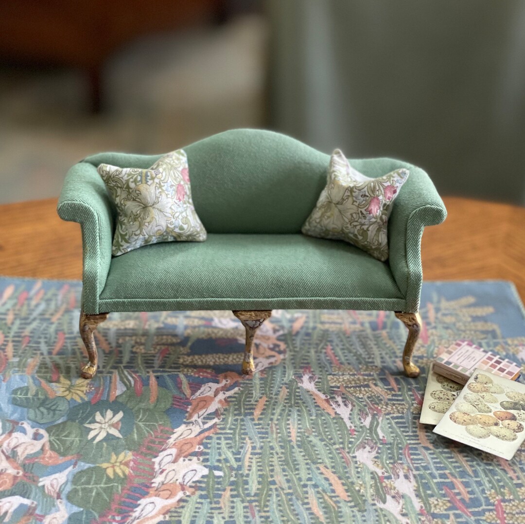 Miniature Dollhouse Vintage Camelback Sofa in Grandview Green Etsy