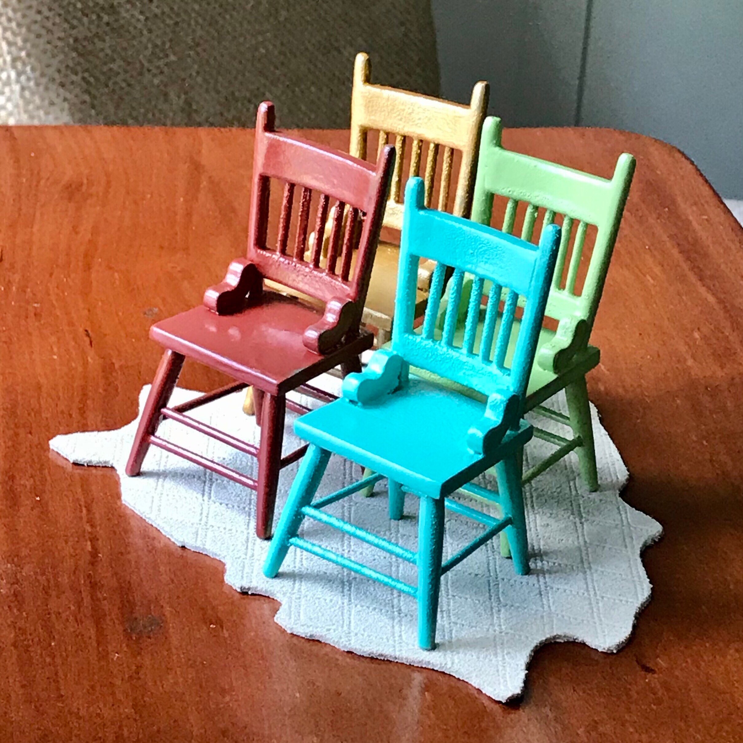Miniature Dollhouse Vintage Dining Chairs With Distressing Etsy
