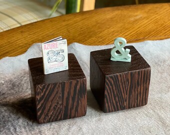 Miniature Dollhouse Vintage Cocktail Ottoman Or Side Table/Cube In Rare Wenge Wood Native To Congo 1:12 Scale Furniture