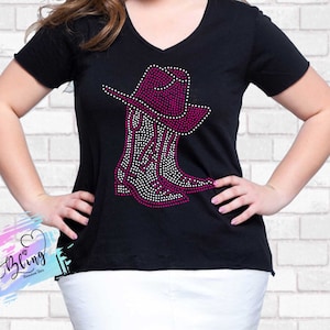 Cowgirl boots & hat Bling Shirt