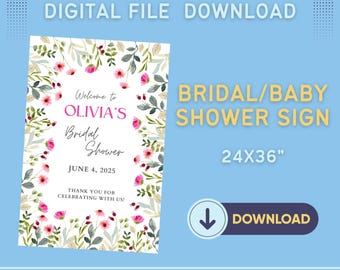 Baby Shower Sign; Bridal Shower Sign; 24x36"; Digital Download; Custom Shower Sign; Shower Welcome Sign; Welcome to our Baby Shower