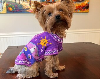 Size 2. Peruvian Dog Sweater with handmade designs.  Yorkshire terriers, Maltese, Morkies, miniature schnauzer, pom and other small breeds.