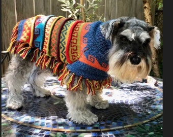 Blue Purple Tweed dog PONCHO. (All Sizes) Handmade in the Andes of Peru with the finest baby Alpaca.