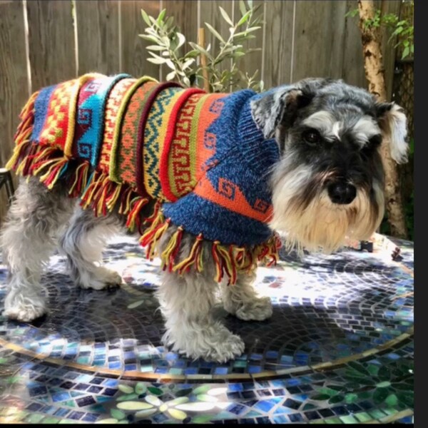 Blau Lila Tweed Hund PONCHO. (Alle Größen) Handgefertigt in den Anden Perus mit feinstem Baby Alpaka.