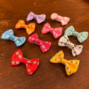 Small Floral Ribbon Dog Bow: Alligator Clip Hair Accessory