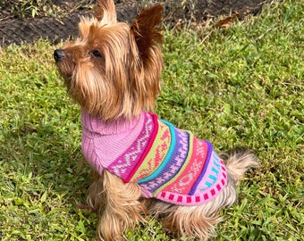 Alpaca Luxury doggy sweater. Nazca lines inspired designs. Made with the finest Peruvian Alpaca. Size Teacup - Sizes XX0-4. (new colors)