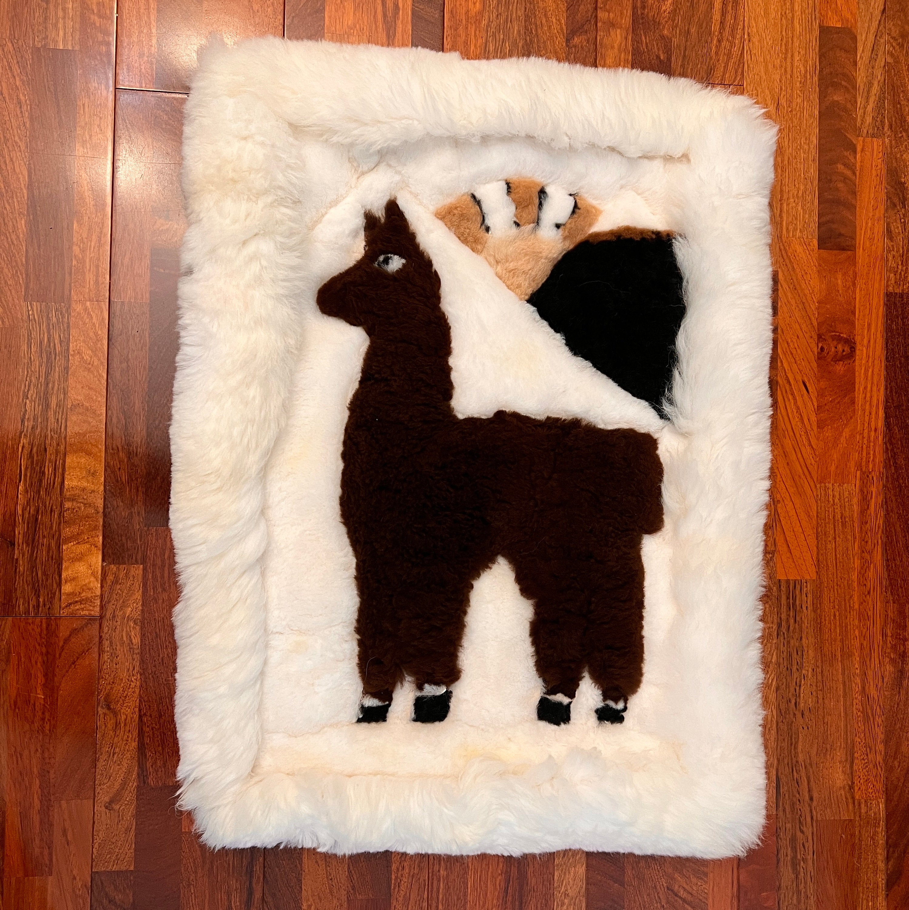 Fur Dog Bed. Handmade Real Alpaca Fur Rug Mat for Dogs. Dog Mat