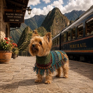 Alpaca Dog Poncho Military Green – Handmade, Warm Winter Sweater, Baby Alpaca Clothing. Sizes X0-8