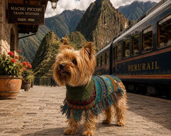 Alpaca Dog Poncho Military Green – Handmade, Warm Winter Sweater, Baby Alpaca Clothing. Sizes X0-8