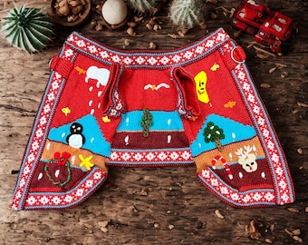 Christmas Dog Sweater Zip Up Alpaca, Holiday Dog Outfit Limited Edition, Hand Embroidered Winter Dog Clothes 1.5–40lbs (XX0–14) Navidad