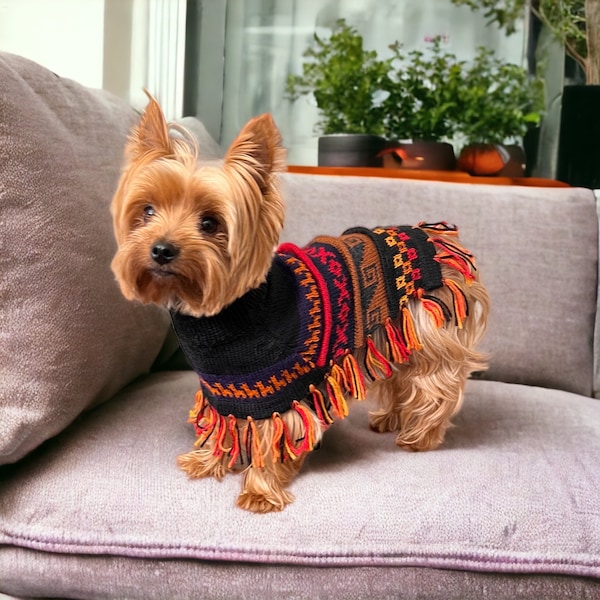 HARLEY color Peruvian handmade Alpaca luxury doggy poncho. Beautiful, definite must-have. | Dog sweater | luxury dog clothes. Size X0-20