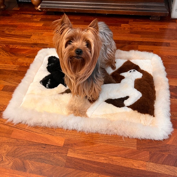 Fur Dog Bed. Handmade Real Alpaca Fur Rug Mat for Dogs. Dog Mat