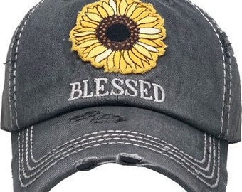 SUNFLOWER BLESSED Washed Distressed Vintage Ballcap