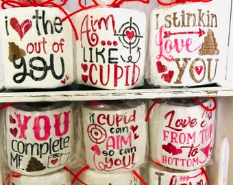 Valentine's Day Embroidered Toilet Paper Toilet Paper Gag Gift Novelty Toilet Paper Bathroom Decor Funny Toilet Paper Decor Embroidered Gift