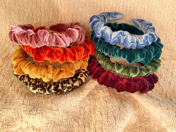 Velvet Mini Scrunchie Headbands, Fall Headbands, Gifts Under  display picture 3