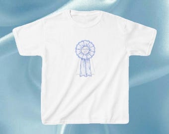 Baby Tee- Lucky #1/Lucky Girl Syndrome/Rosette Ribbon/Prize Ribbon T Shirt