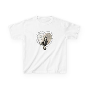 Baby Tee- Jeff Buckley, framed in heart, hand written lyrics