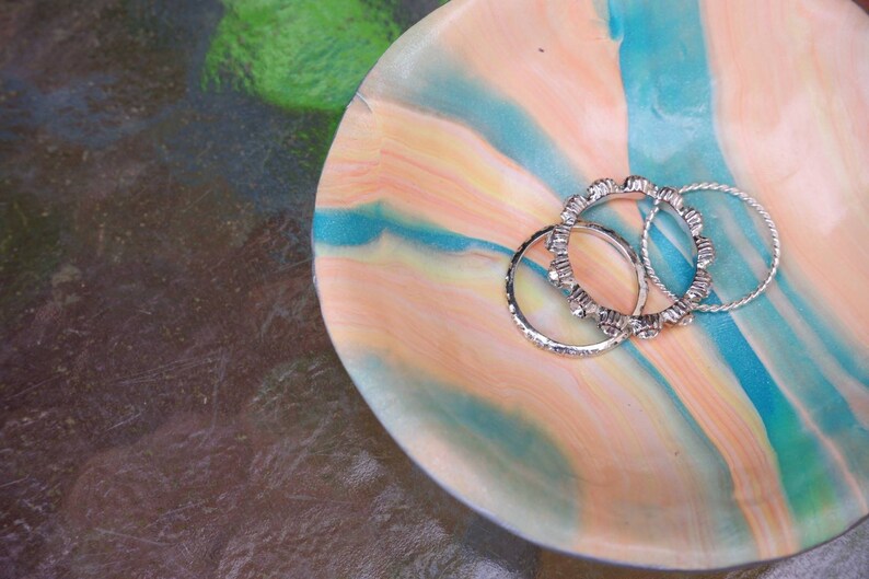 Orange and teal ring dish