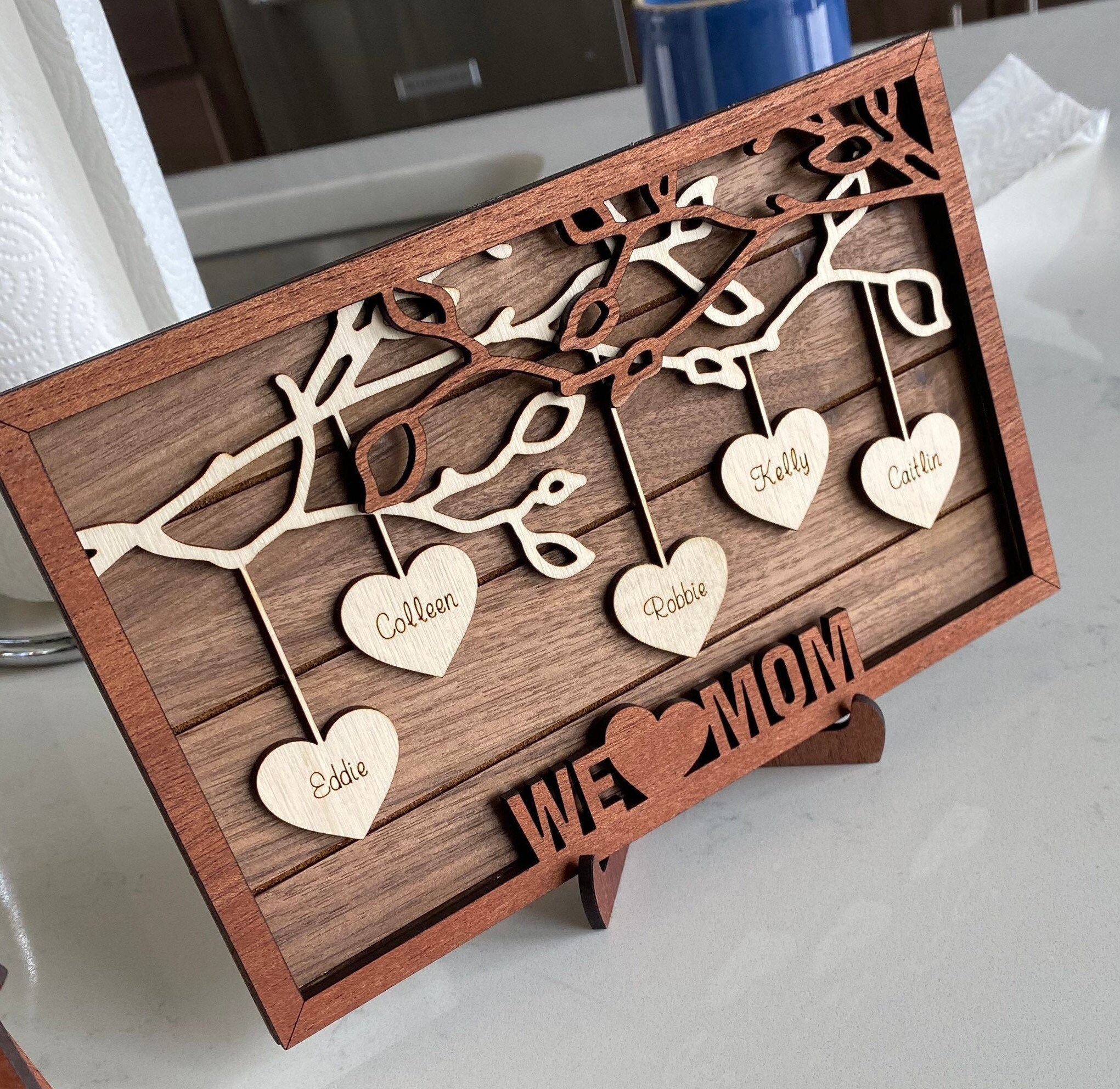 Mother/Grandma/Oma/Nana/Dad/Anyone Gift Personalized Family 3 Wood Fr…