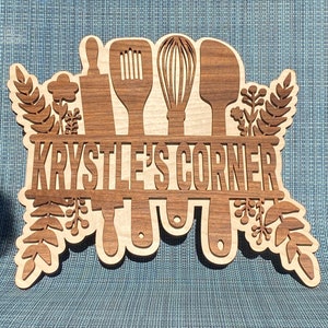 Personalized Wooden Kitchen Sign 10.75” H x 11.75” W
