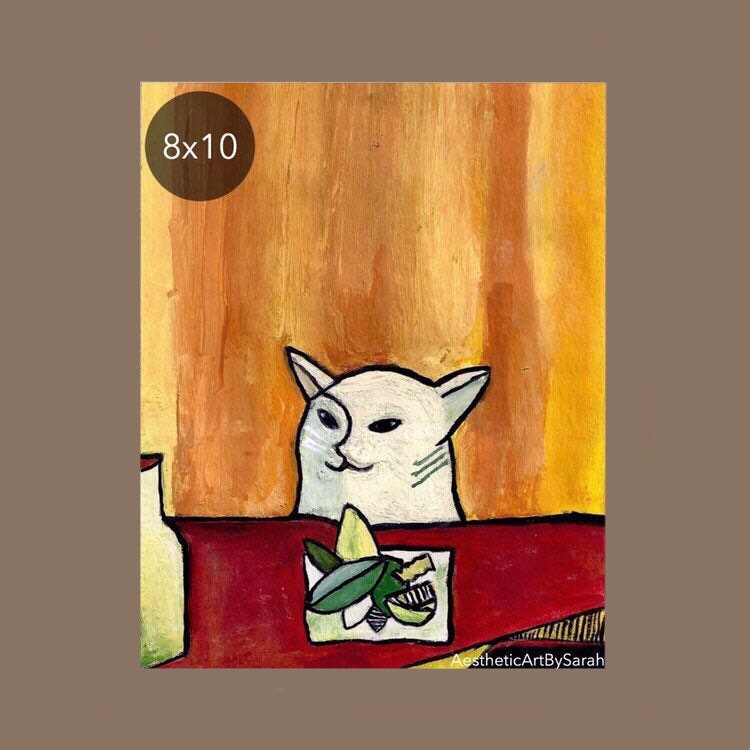 Smudge the Cat Meme Painting Print Matte Glossy Etsy