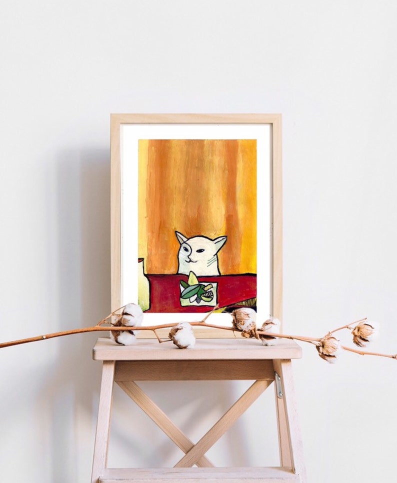 Smudge the Cat Meme Painting Print Matte Glossy Etsy