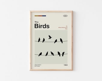 DIGITAL DOWNLOAD The Birds Poster Alfred Hitchcock Vintage Aesthetic Wall Art Print Decor