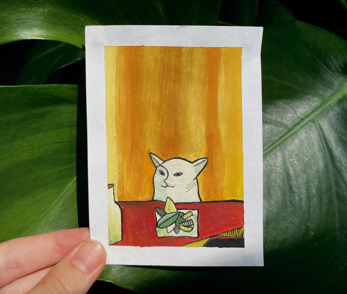 Smudge the Cat Meme Painting Print Matte Glossy Etsy