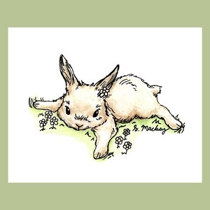 Flower Bunny Painting Print Cottagecore Decor Wall Art Aesthetic Art