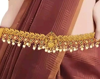 South Indian Gold Palated Belly chain/kamrbandh/vaddanam/kamarpatta/indian jewelry/indian waist chain/jewelry/ethnic jewelry/boho jewelry