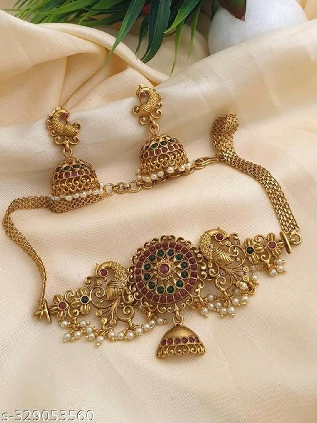 Antique Gold Plated Choker Set/temple South Indian Necklace/choker ...