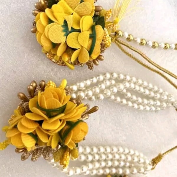 Haldi jewellery/bridal jewellery/haldi set/handmade jewellery artificial floral jewellery/wedding jewellery/haldi bridal jewellery