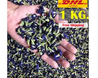 Dried Butterfly Pea Flower Blue Thai Herbal Good Premium Pure Tea 100% 1KG.